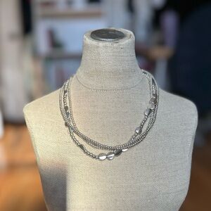 Silver beaded choker lucky brand
